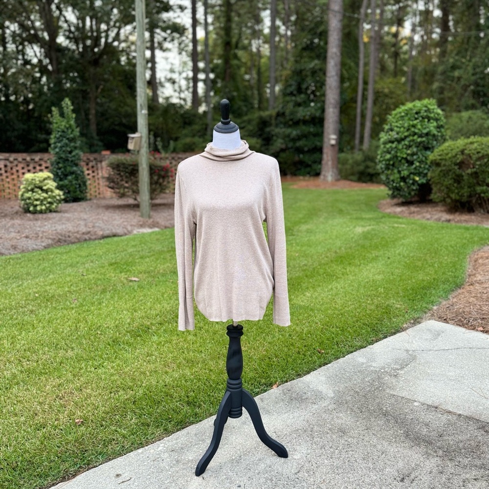 Chico's Beige Long Sleeve Turtleneck Top